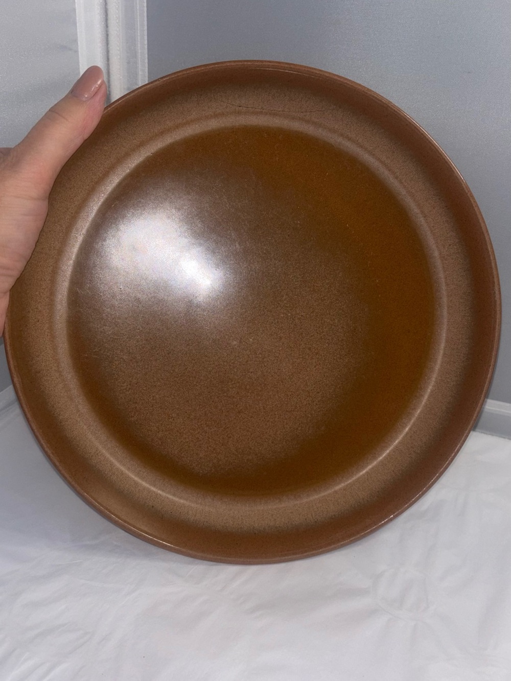 Vintage Brown Stoneware low serving bowl Francoma 91